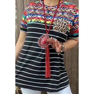 Sunshine & Rodeos Striped, Aztec, Leopard multi color printed w/front pocket